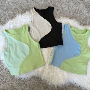 Colorblock Sleeveless Crop Tops Bundle